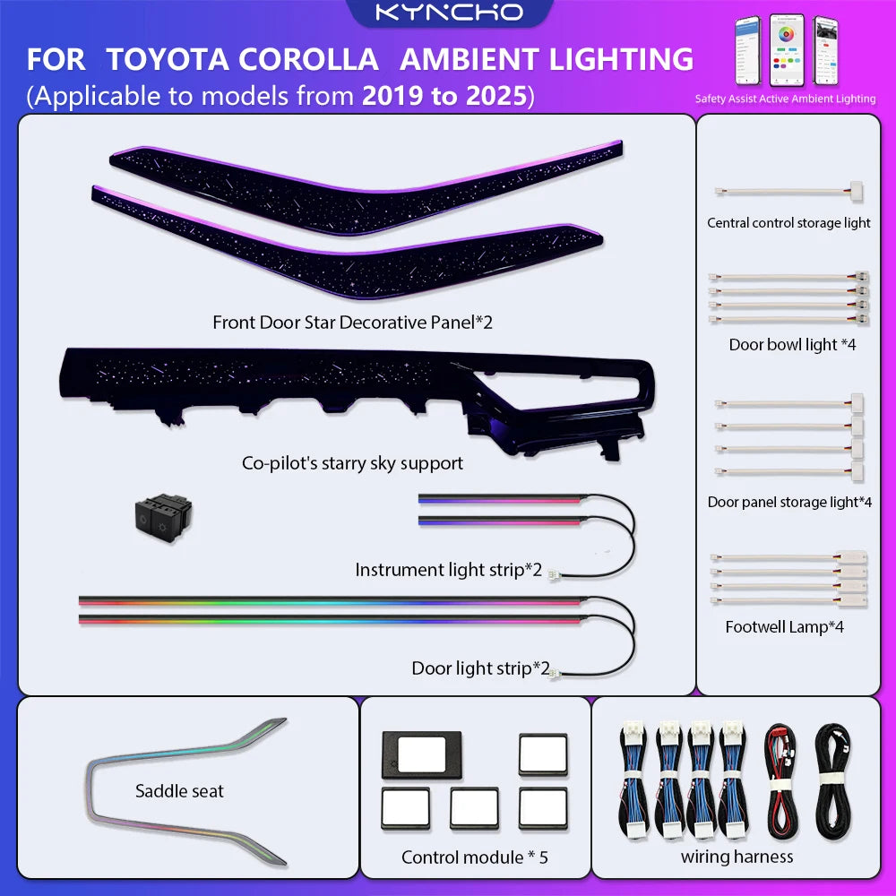 KYNCHO Car LED Lighting Lamp for toyota corolla Ambient Lighting Kit Symphony Car Ambient Light Automotive Ambient Lighting