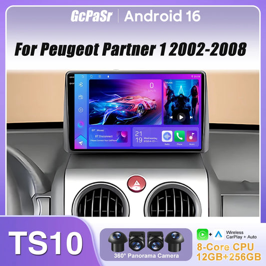 For Peugeot Partner 1 2002-2008 Car Radio Carplay Navigation GPS Multimedia Player Android Auto Video Display WiFi 4G No 2din 2K