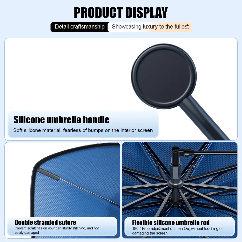 360° Rotatable Car Sunshade Windshield Umbrella Bendable Handle UV Protection Front Window Sunshade Summer Car Accessory