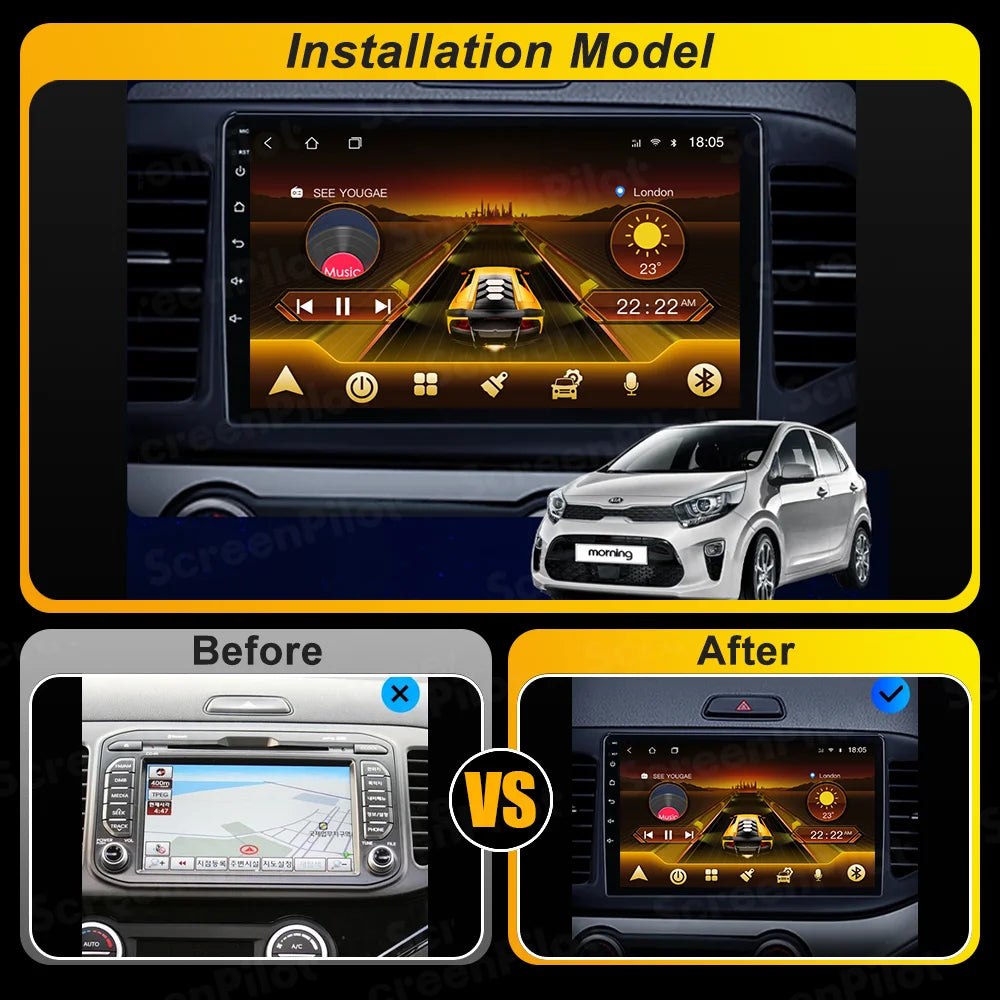 For KIA PICANTO Morning 2 2011 2012 - 2015 2016 Android 16 Car Radio Multimedia Video WIFI Player GPS Wireless Auto RSD DSP