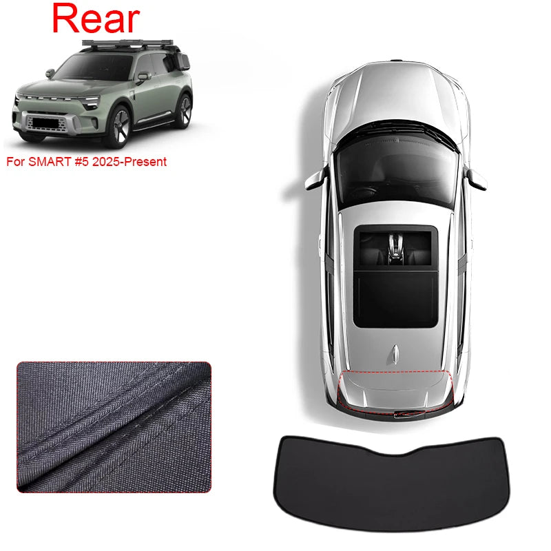 Car Black Windows Privacy Sunshade For SMART #5 2025-Present Anti-UV Heat Insulation Protect Cover Interior Auto Accessories