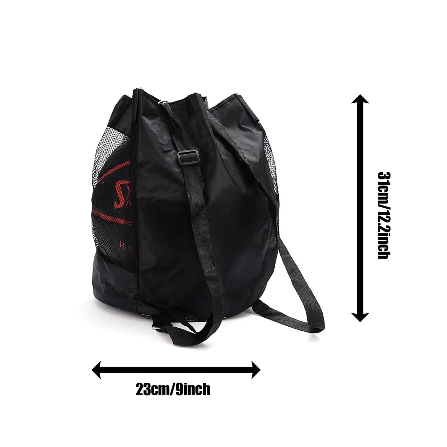 Drawstring Basketball Backpack, Basketball Box, Net Bag, Football Storage Backpack, Outdoor Volleyball Storage Bag, 32 cm, Black