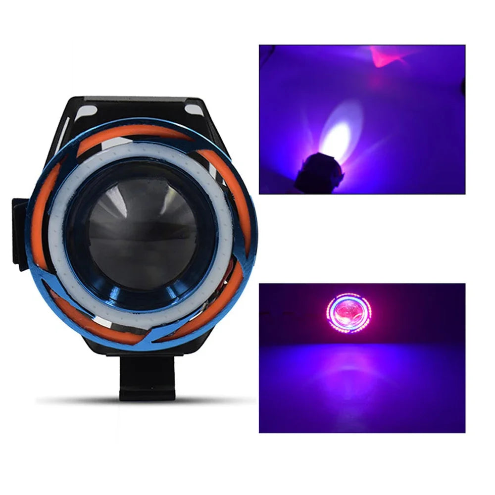 Motorcycle Headlight Fog Lights Super Bright Abgle Eyes Additional Spotlights U7 LED Driving Fog Spot Light with Switch 12V