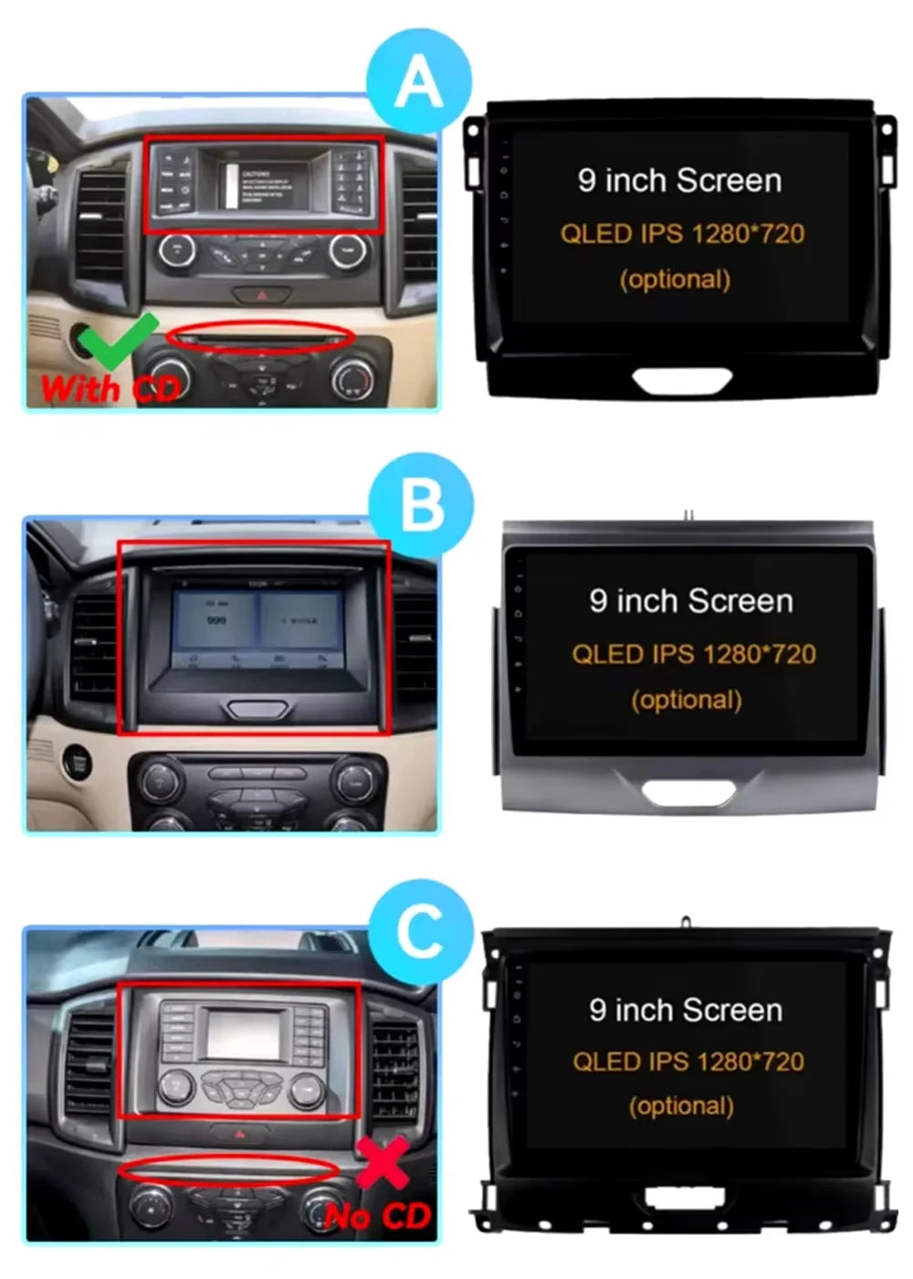 Car GPS Android 16 For Ford Ranger 2015 - 2022 Multimedia Auto Radio Player Navigation Stereo Head Unit No 2din DVD Touch Screen