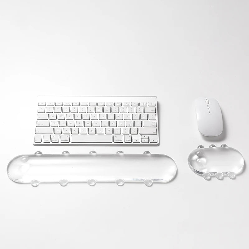 Bilek Destekli Mouse Pad - Kaydırmaz Silikon Şeffaf Klavye Bilekliği Masaüstü Ofis Oyun