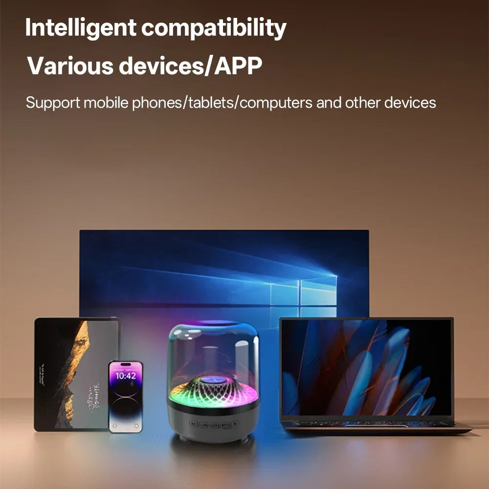 Taşınabilir Kablosuz Soundbar - Bluetooth 5.3 Ev Sinema Sistemi, Subwoofer, Hi-Fi Ses, Nefes Alan Lamba, Android ve iOS Uyumlu