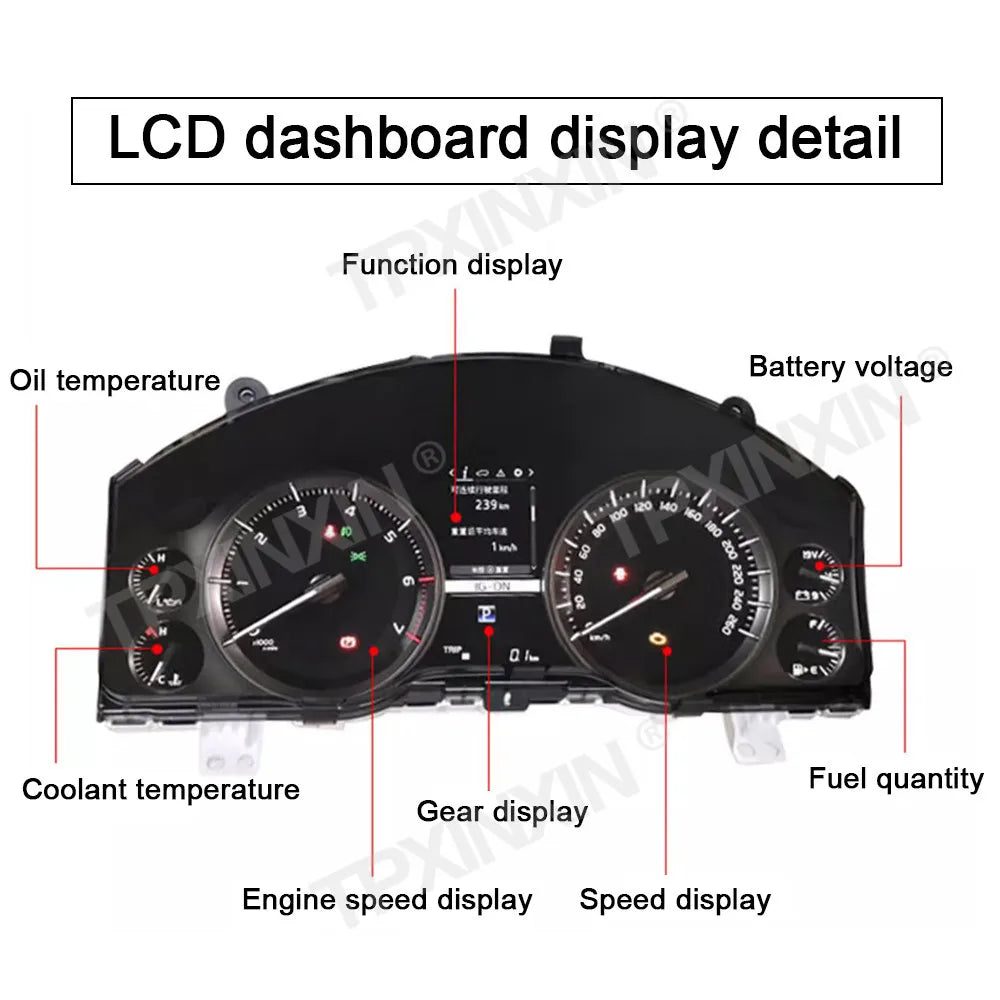 Car Digital Cluster For Toyota Land Cruiser 200 LC200 2008-2020 LCD Instrument Panel Virtual Cockpit Dashboard Speedometer TPMS
