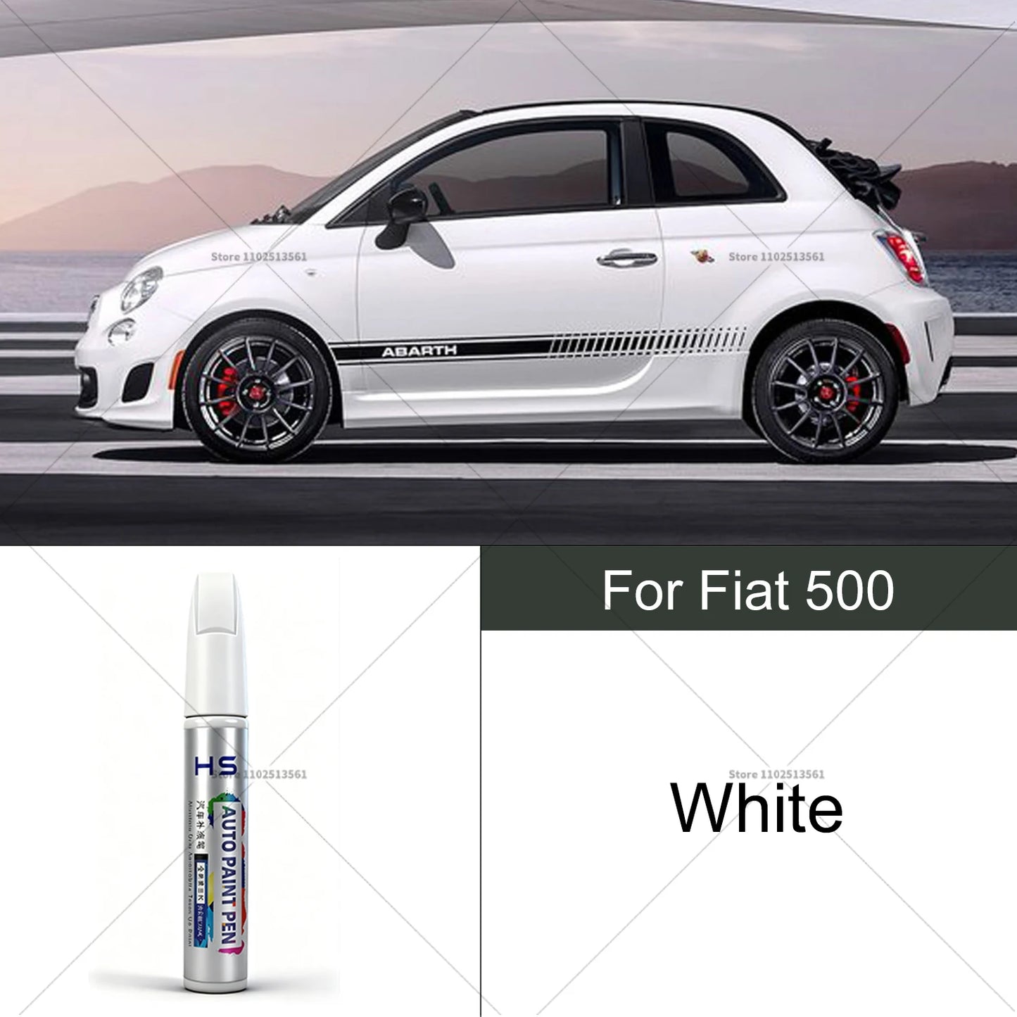 For Fiat 500 Car Paint Repair Pen Touch Up Scratch Remover DIY Auto Accessories Black Red White Silver Grey Yellow Orange Brown