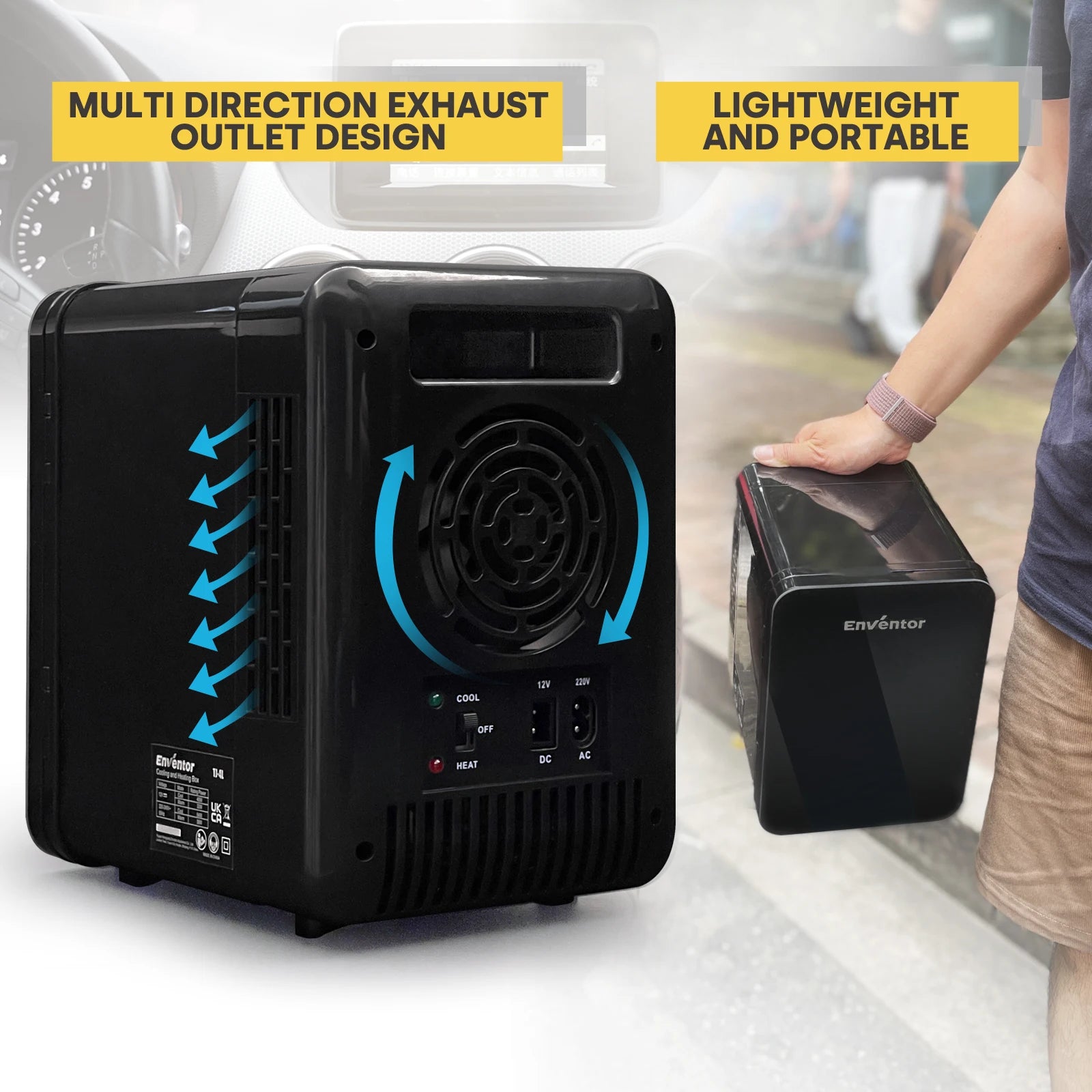 Enventor 4L Mini Buzdolabı - Taşınabilir, Araba/Kamp, Cilt Bakımı, Soğutucu ve Isıtıcı, Yaz Seyahati