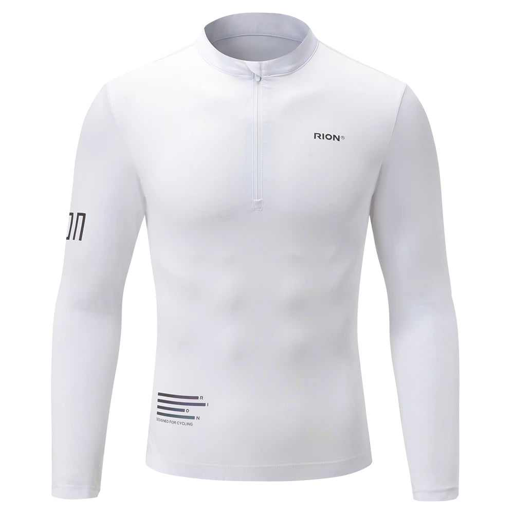 RION Cycling Jersey Men's Bicycle Shirts Half Zipper Long Sleeves Road Bike Clothing Sun Protection UPF 50+ Slim Fit 15℃- 24℃