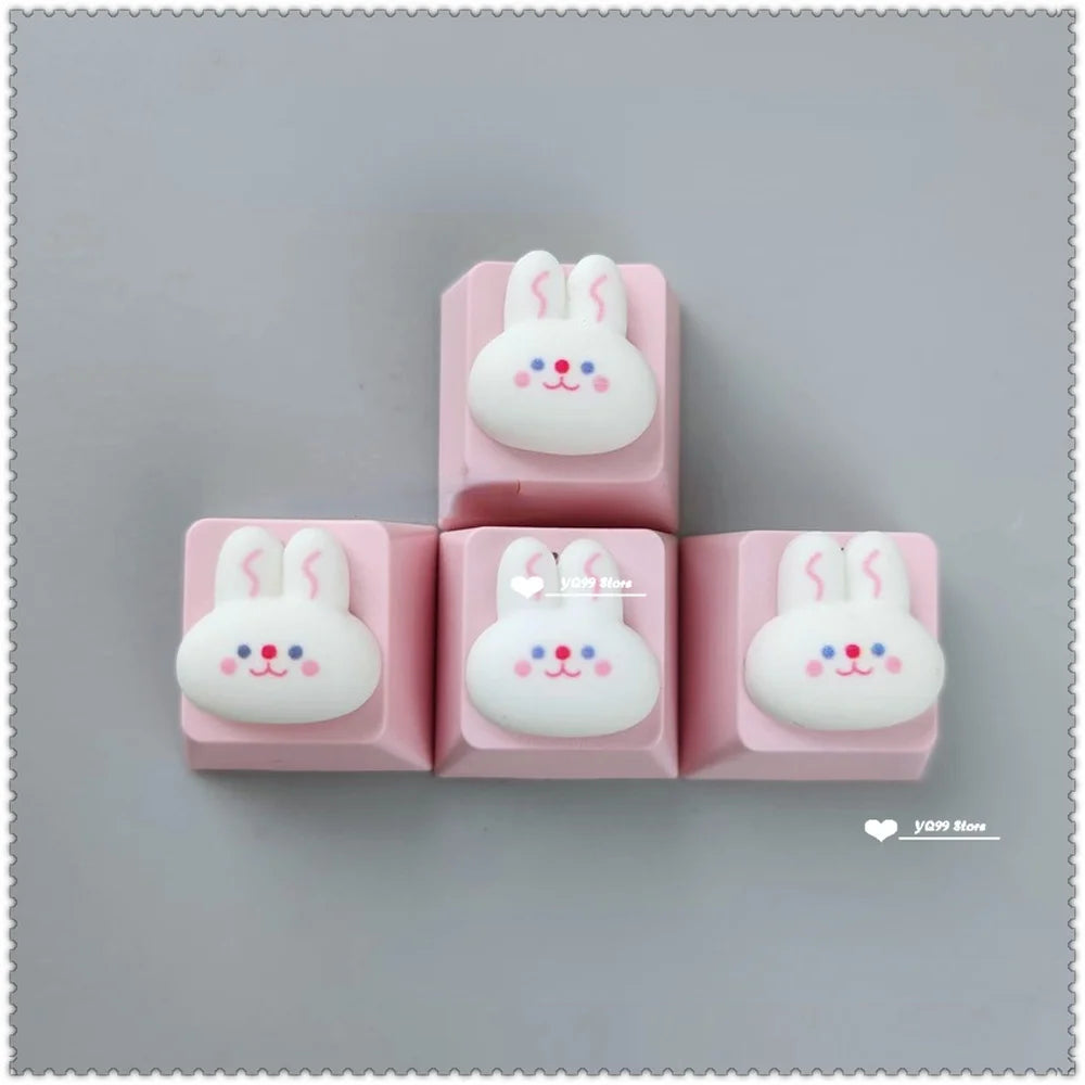 4'lü Sevimli Kedi Pençesi Klavye Tuş Kapağı Seti – Mekanik Klavye R4 Ok Tuşları İçin Pembe DIY Keycap
