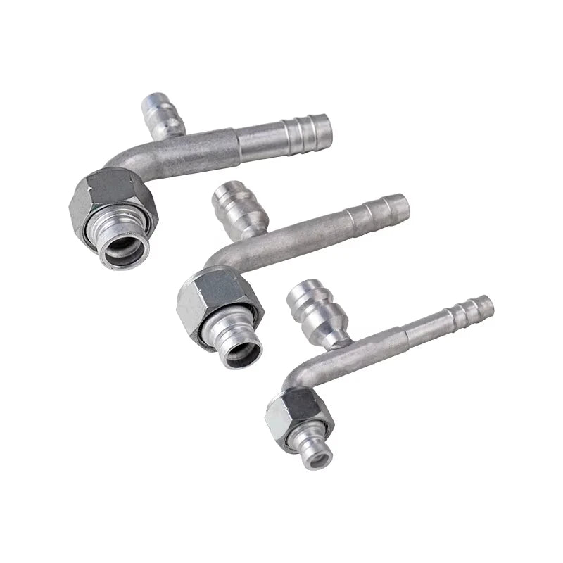 #6 #8 #10 Car Air Conditioning Gas-jet Fittings Aluminium Straight / 90 Degree Joint with Gas filling nozzle fittings R134a Auto