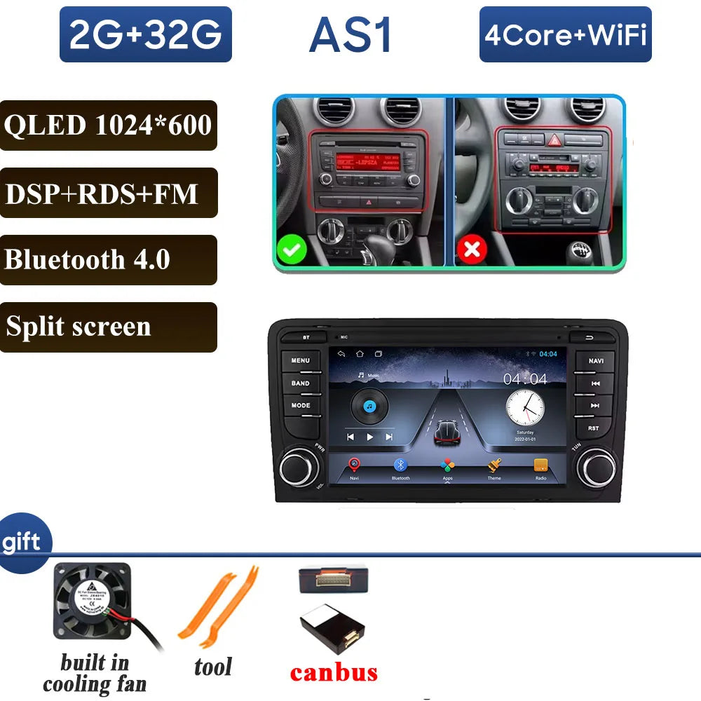 Car Radio Carplay For Audi A3 8P 2003-2012 RS3 Sportback 2011-2012 S3 8P 2006-2012 Navigation GPS Android Auto No 2din Video DVD