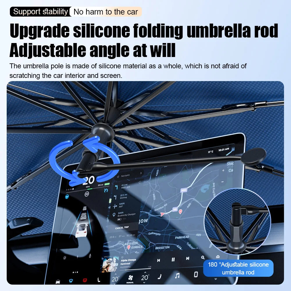 360° Rotatable Car Sunshade Windshield Umbrella Bendable Handle UV Protection Front Window Sunshade Summer Car Accessory