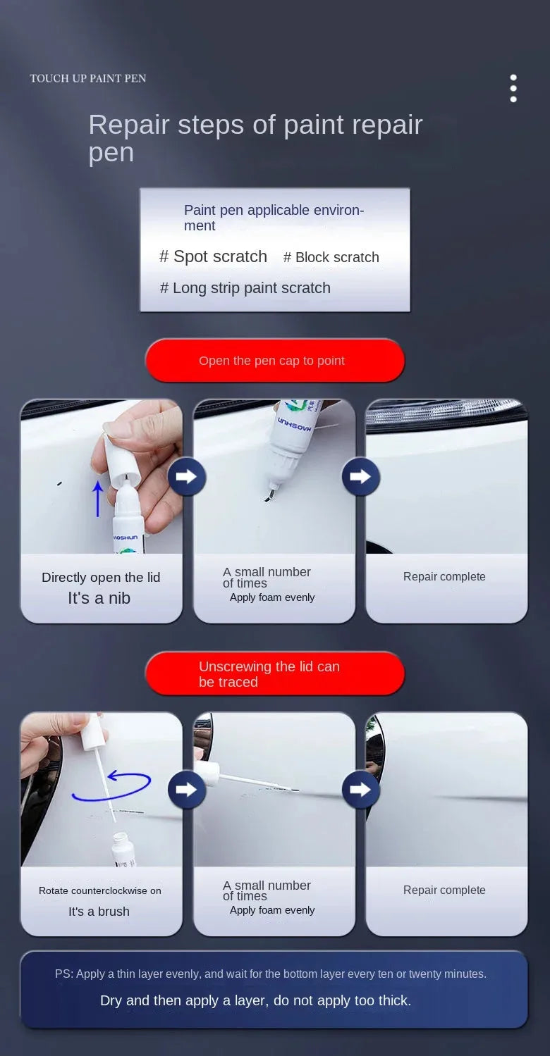For Hyundai Accent MC RB HY XP 2000-2025 Paint Repair Pen Touch Up Scratch Remover DIY Auto Accessories Black White Blue Silver