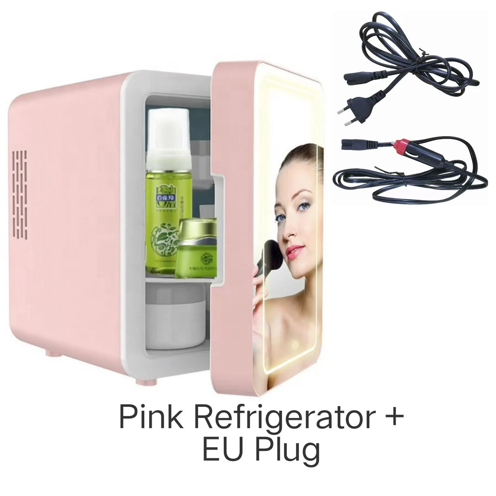 4L Mini Buzdolabı - Araba/Ev Kullanımı, Kozmetik/Cilt Bakımı, LED Aynalı, Sessiz Soğutma, Taşınabilir