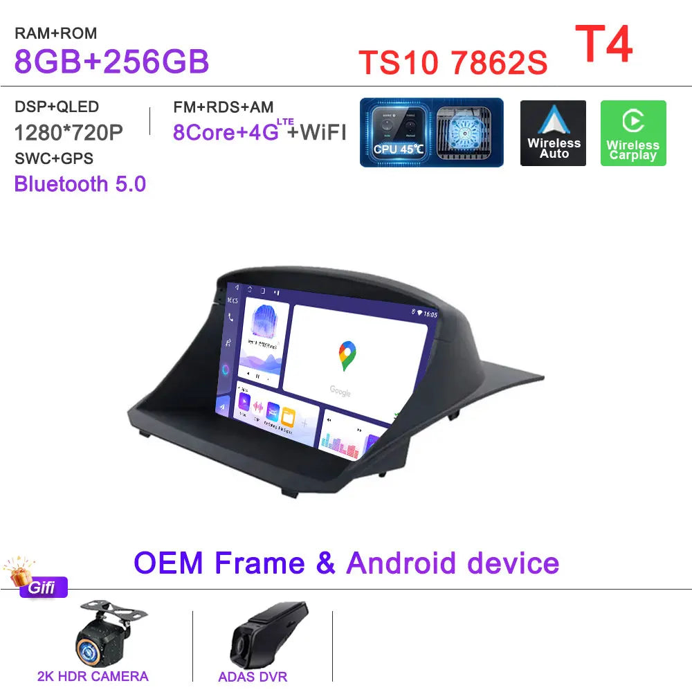 Android 16 Car Radio For Ford Fiesta MK6 Mk7 2009 2010 2012 2014 2015 2016 2017 Multimedia Player GPS Navigation DSP Head Unit