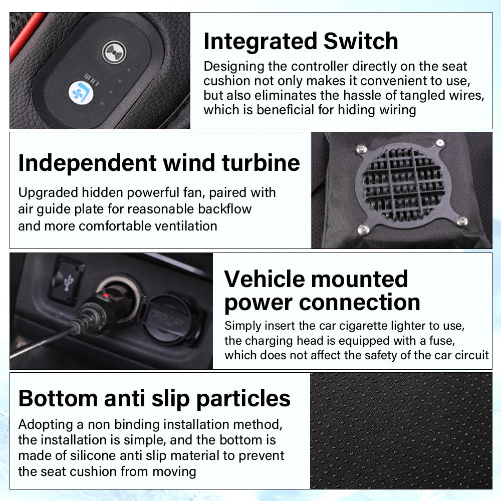 Universal Car Seat Covers Breathable Car Cooling Seat Massage with 3Fan for Cars Trucks SUVs and Van Cars Accessories