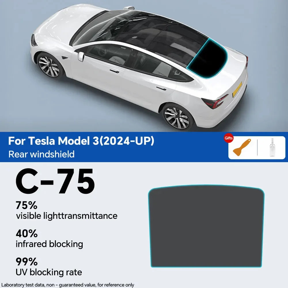 For Tesla Model 3 UP Pre-cut Window Privacy Tint Film One Way Solar UV Protector Heat Rejection Car Glass Sticker Summer