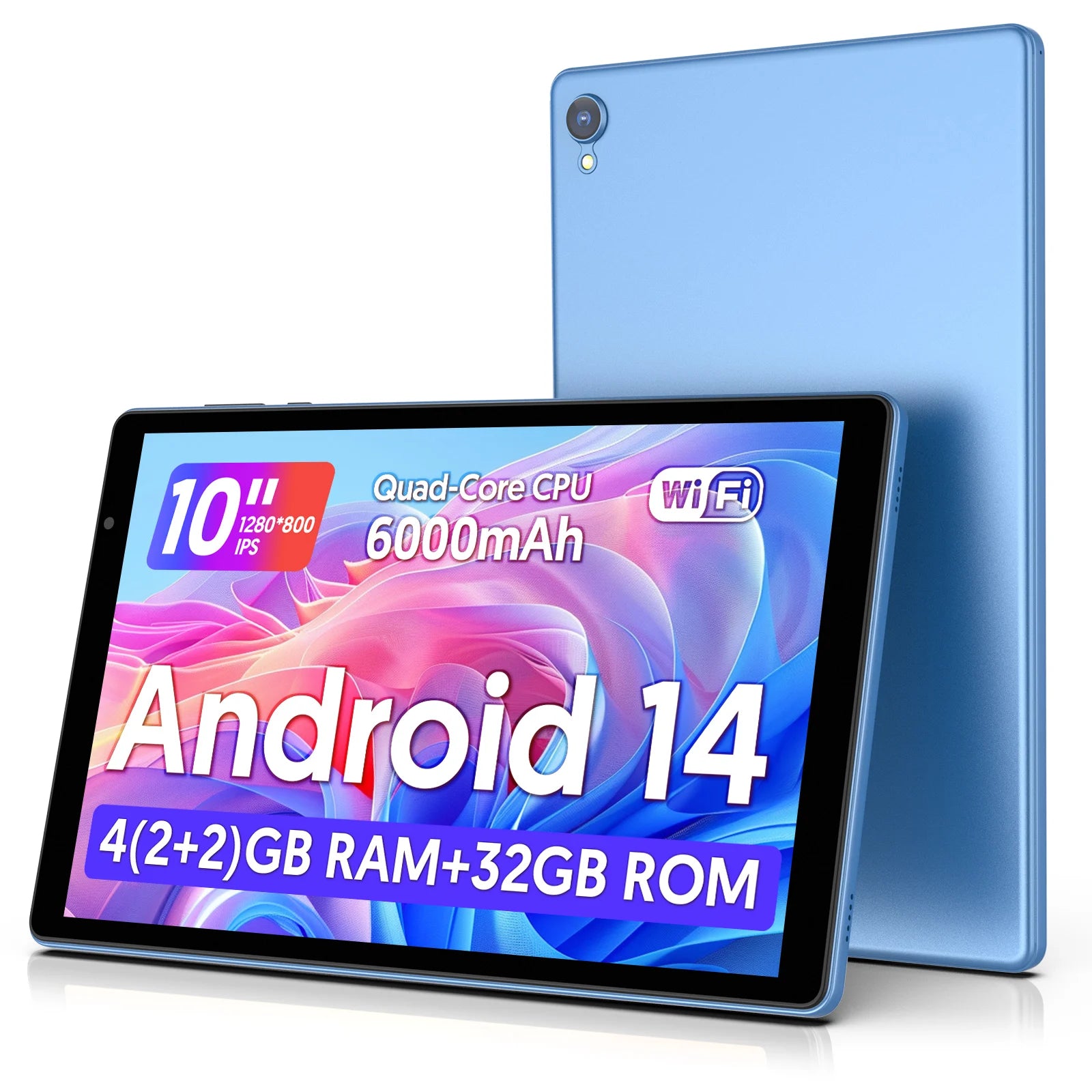 Android 14 Tablet 10 İnç - Dört Çekirdekli İşlemci, 5G WiFi, 4GB RAM + 32GB ROM, 1280x800 Ekran, 6000mAh Pil