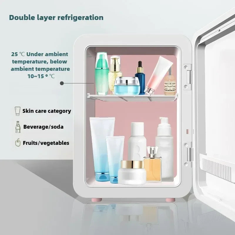 4L Mini Buzdolabı - Araba/Ev Kullanımı, Kozmetik/Cilt Bakımı, LED Aynalı, Sessiz Soğutma, Taşınabilir