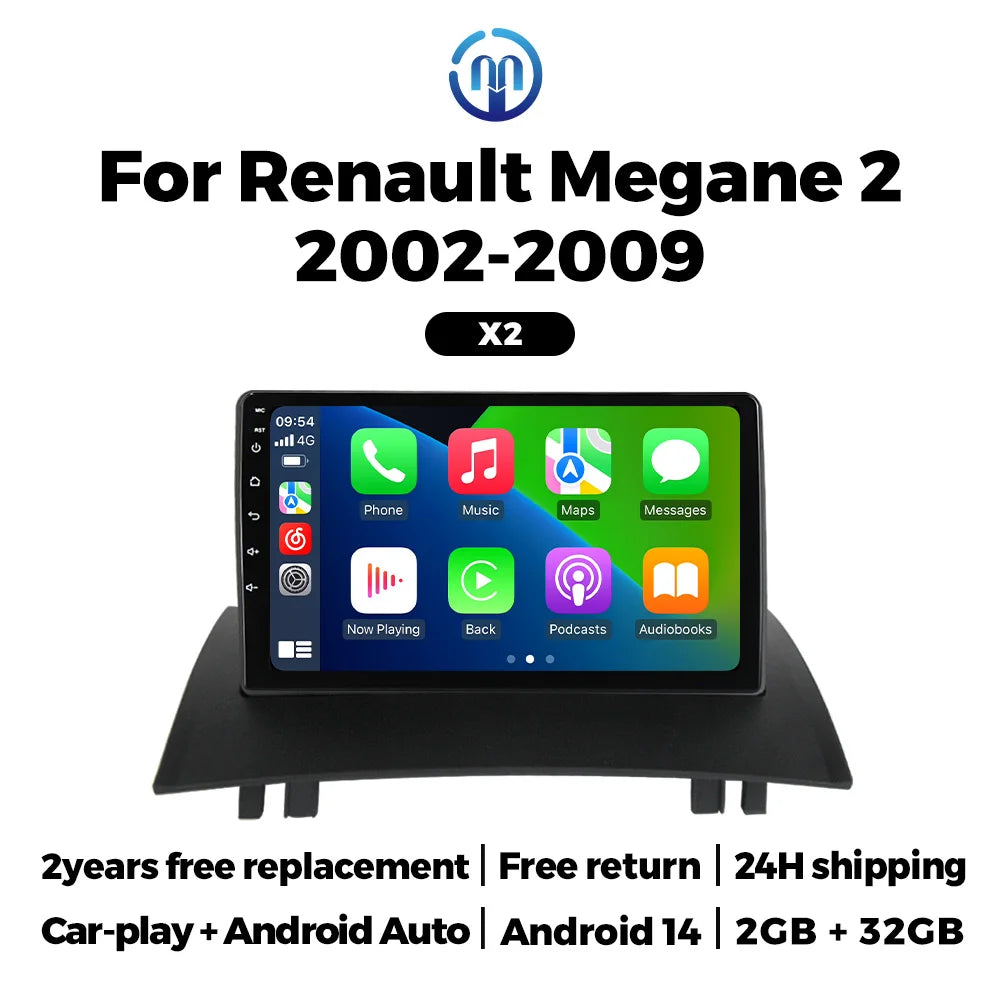 MEKEDE 7'' 9'' CarPlay Android Auto Autoradio - Smartes Multimediasystem kompatibel mit Renault Megane 2 2002-2009