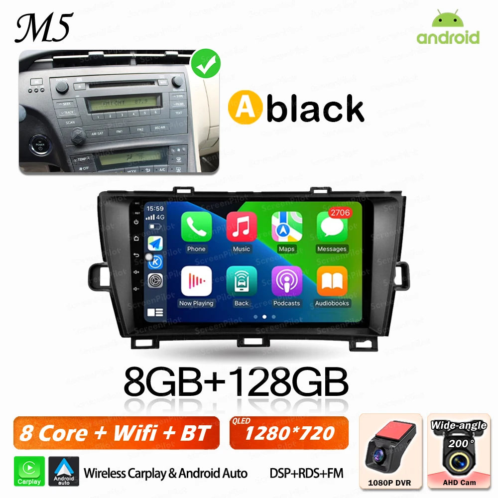 Android 16 For Toyota Prius 2009 2010 2011 2012 2013 2015 Car Radio XW30 Wireless Carplay Android Auto Car Multimedia Player 5G
