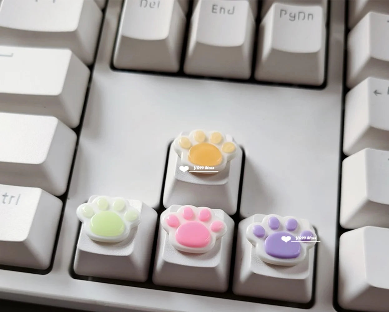 4'lü Sevimli Kedi Pençesi Klavye Tuş Kapağı Seti – Mekanik Klavye R4 Ok Tuşları İçin Pembe DIY Keycap