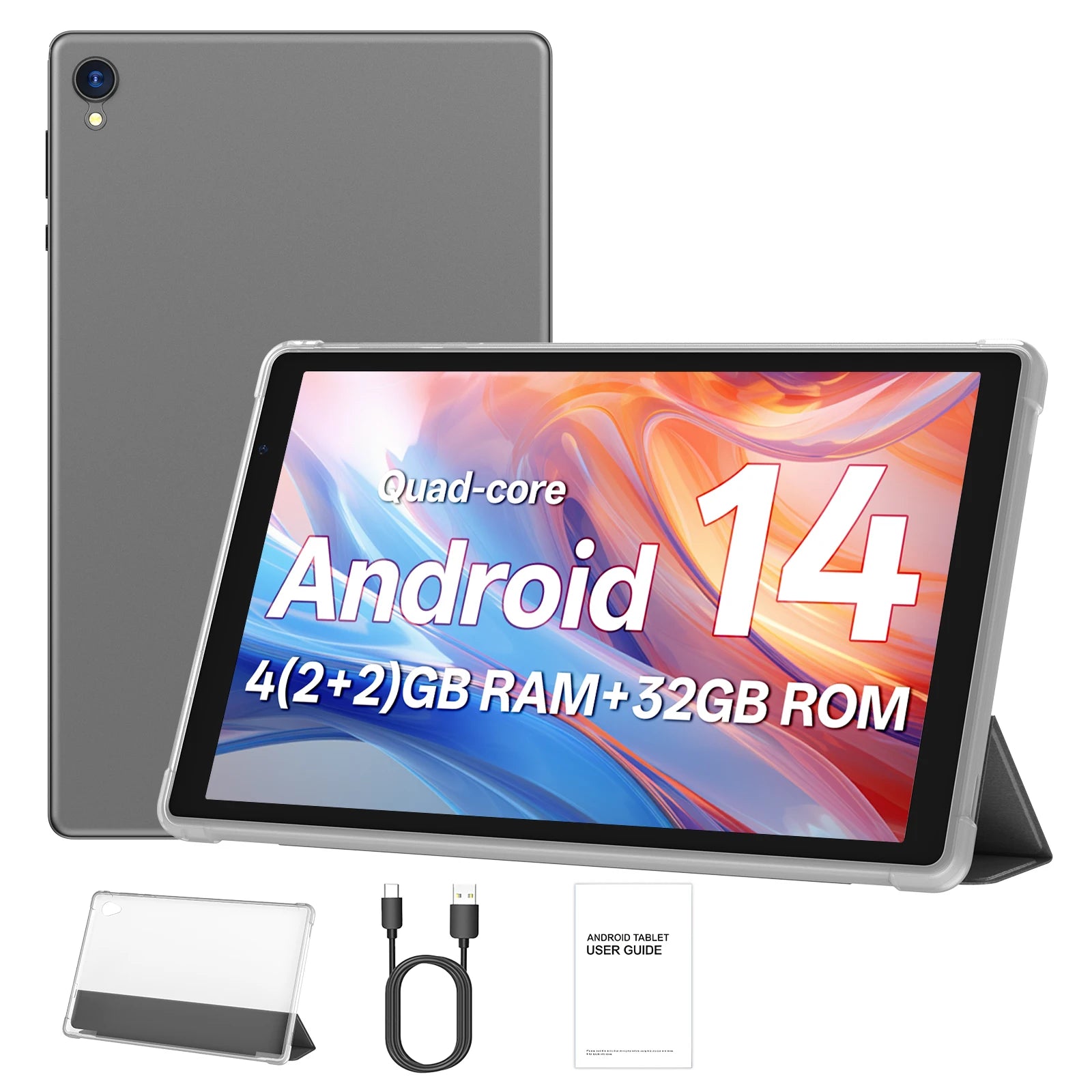Android 14 Tablet 10 İnç - Dört Çekirdekli İşlemci, 5G WiFi, 4GB RAM + 32GB ROM, 1280x800 Ekran, 6000mAh Pil