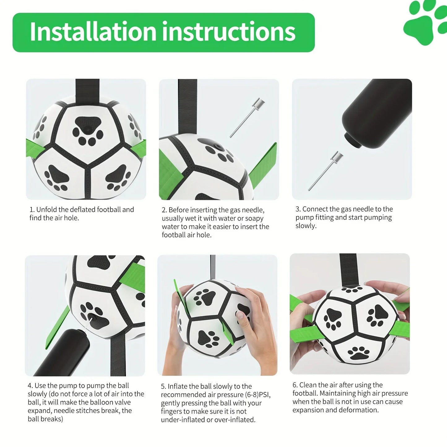 Interactive Dog Toys for Tug of War Dog Soccer Ball with Straps for Indoor Outdoor Dog Tug Toy Sturdy Ball Fetch Toy