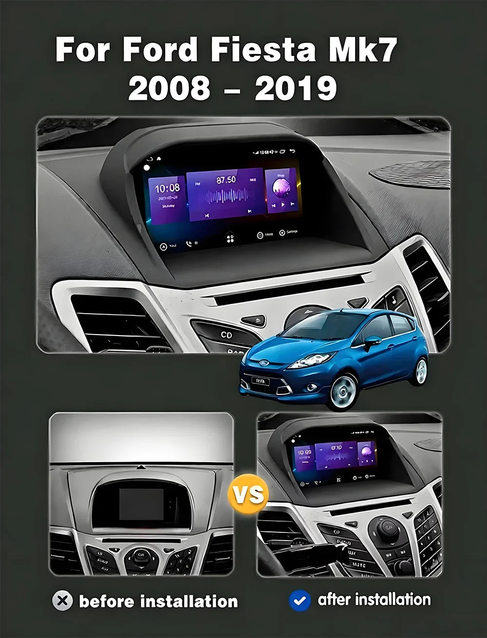 Android 16 Car Radio For Ford Fiesta MK6 Mk7 2009 2010 2012 2014 2015 2016 2017 Multimedia Player GPS Navigation DSP Head Unit