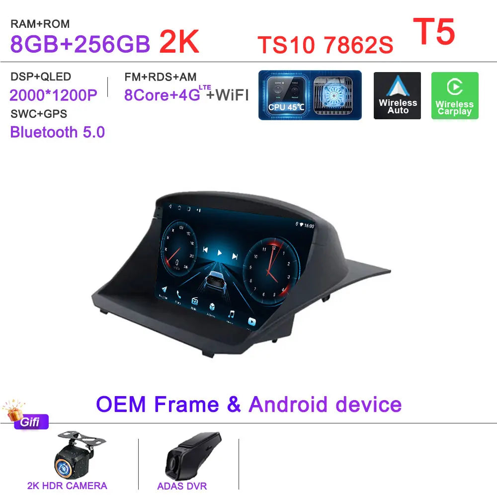 Android 16 Car Radio For Ford Fiesta MK6 Mk7 2009 2010 2012 2014 2015 2016 2017 Multimedia Player GPS Navigation DSP Head Unit