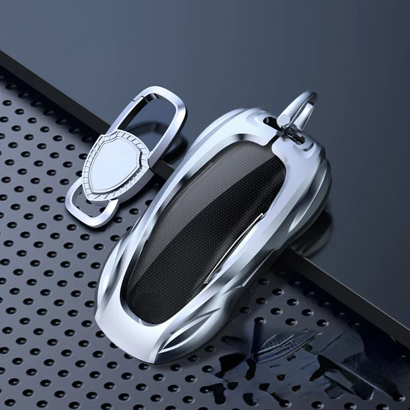 For Tesla Model 3 Y S Model X Zinc Alloy Black Car Key Protection Shell Cartoon Smart Remote Key Cover Car Accessories