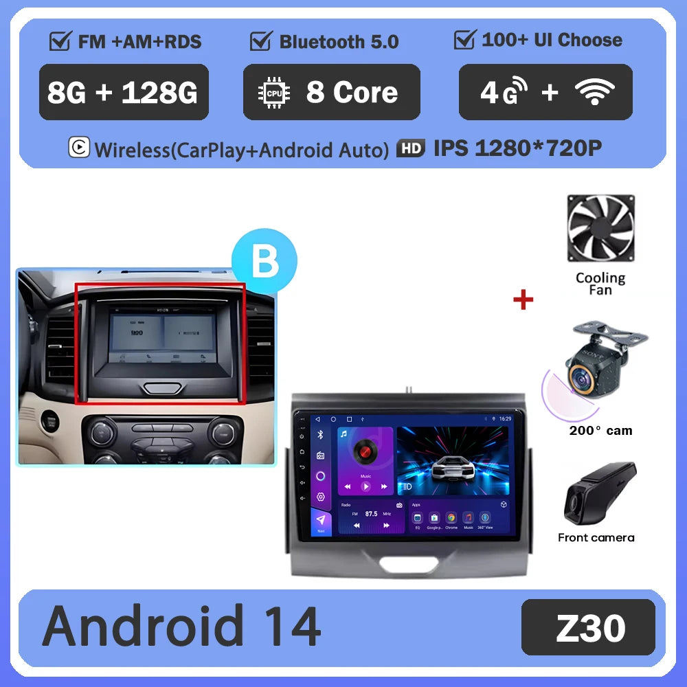 Car GPS Android 16 For Ford Ranger 2015 - 2022 Multimedia Auto Radio Player Navigation Stereo Head Unit No 2din DVD Touch Screen