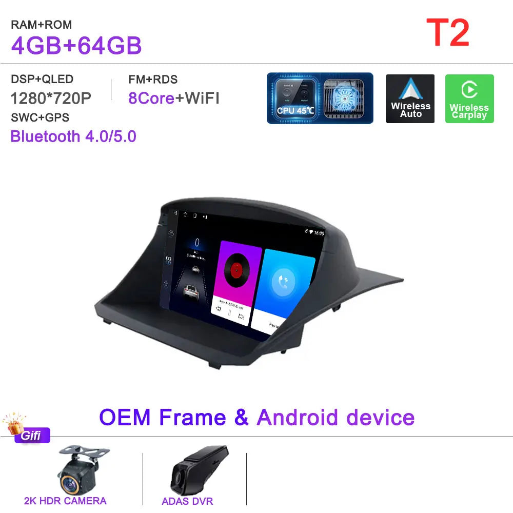 Android 16 Car Radio For Ford Fiesta MK6 Mk7 2009 2010 2012 2014 2015 2016 2017 Multimedia Player GPS Navigation DSP Head Unit