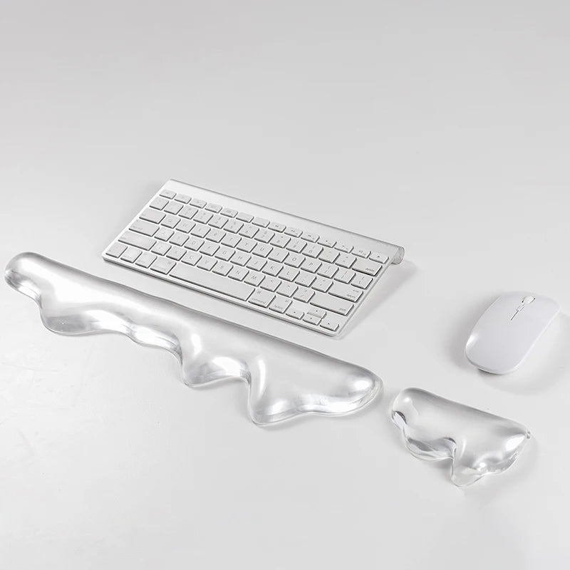 Bilek Destekli Mouse Pad - Kaydırmaz Silikon Şeffaf Klavye Bilekliği Masaüstü Ofis Oyun