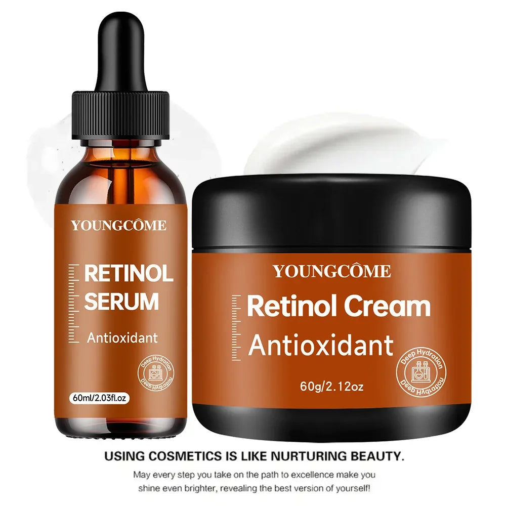 Retinol Krem & Serum Seti – Yaşlanma Karşıtı Yüz Bakım Kiti, Kırışıklık Onarımı, Nemlendirici ve Aydınlatıcı