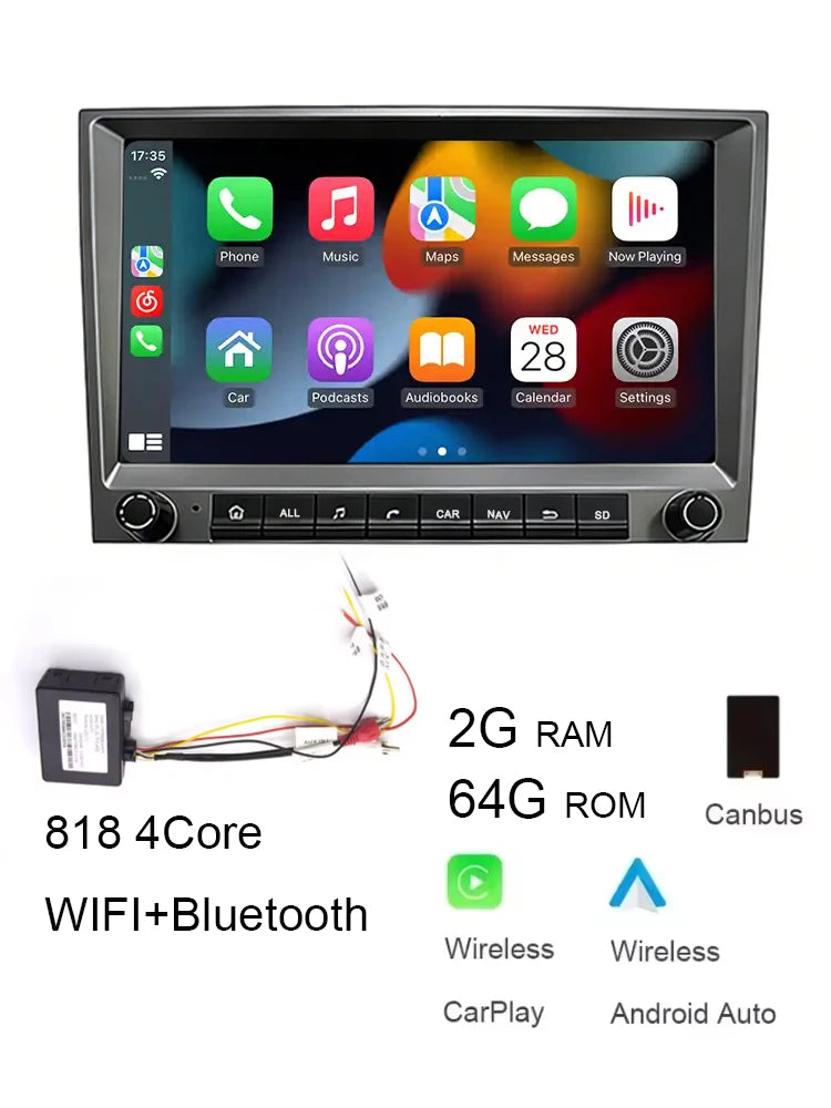 Car radio For Porsche 911 997 987 Cayman Boxster 720P CarPlay 8" gray Android 14.0 Car player  8GB multimedia GPS car stereo