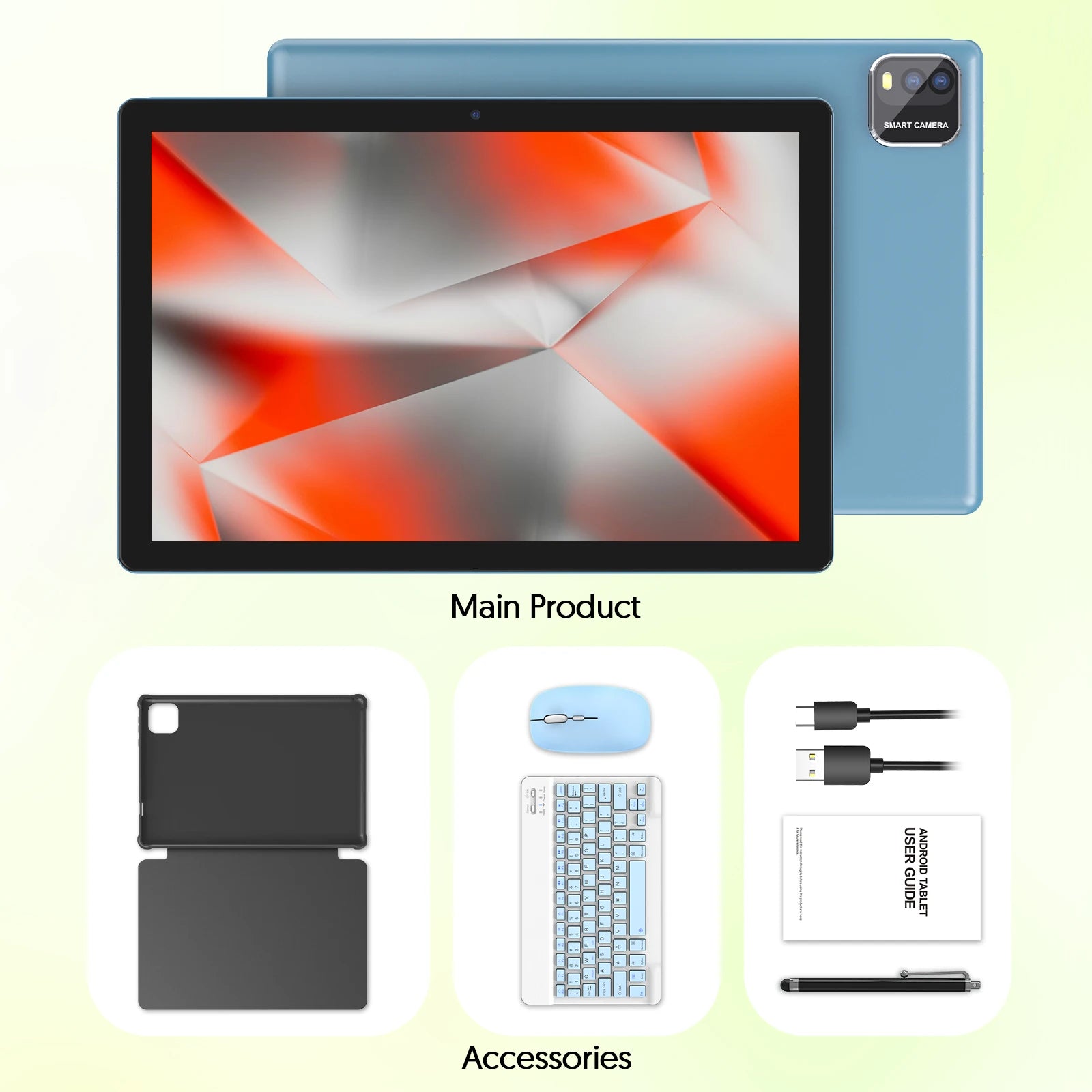 BAKEN 10 İnç Android 15 Tablet - Dört Çekirdekli, 12GB RAM + 64GB Depolama, 5G WiFi, 1280x800 Çift Kamera