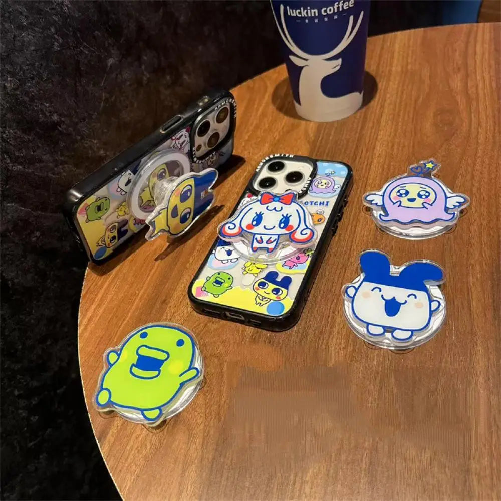 Tamagotchi Stili Şeffaf Manyetik Telefon Tutucu - Katlanabilir PVC Masa Standı