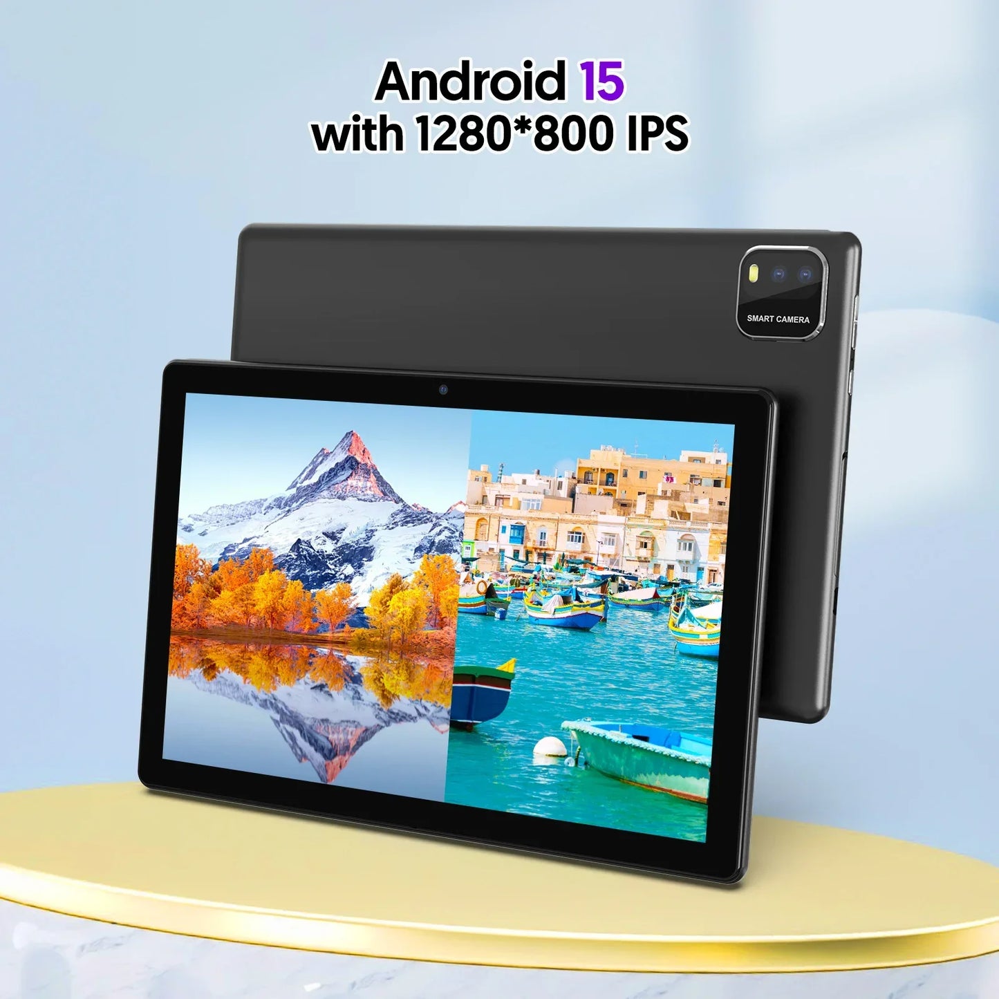 BAKEN 10 Zoll Android 15 Tablet - Quad-Core, 12GB RAM + 64GB Speicher, 5G WiFi, 1280x800 Dual-Kamera