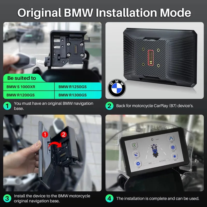 Motorcycle 7 Inch Portable GPS Navigator IP67 Waterproof Android Player HD Display  WiFi 5G Carplay for BMW Motorcycle