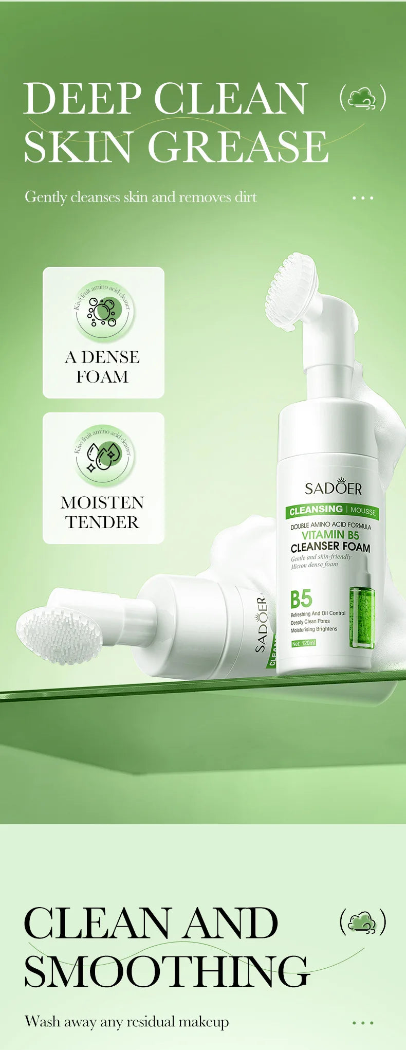 SADOER Q10 & C Vitamini Yüz Temizleme Köpüğü – Nemlendirici, Aydınlatıcı Cilt Bakımı