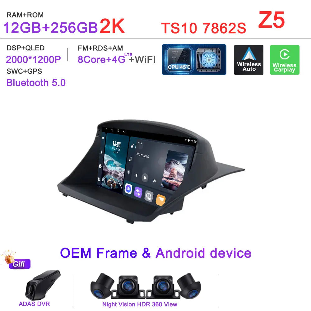 Android 16 Car Radio For Ford Fiesta MK6 Mk7 2009 2010 2012 2014 2015 2016 2017 Multimedia Player GPS Navigation DSP Head Unit