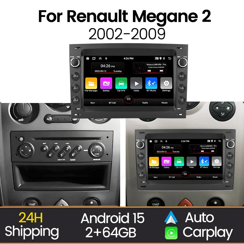 MEKEDE 7'' 9'' CarPlay Android Auto Araç Teybi - Renault Megane 2 2002-2009 Uyumlu Akıllı Multimedya Sistemi