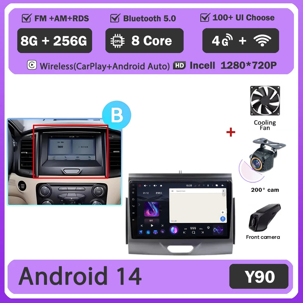 Car GPS Android 16 For Ford Ranger 2015 - 2022 Multimedia Auto Radio Player Navigation Stereo Head Unit No 2din DVD Touch Screen