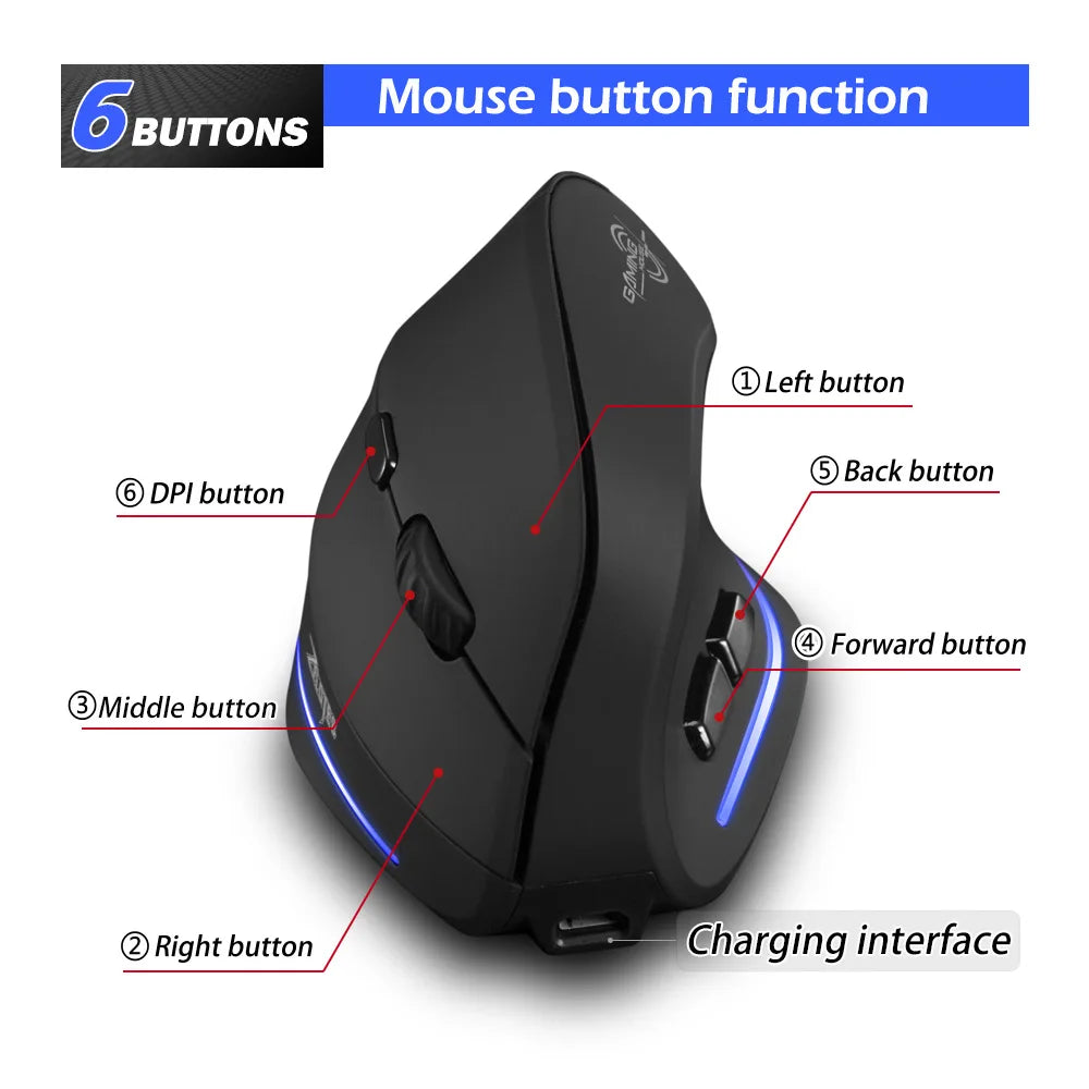 Lefon 2.4G Ergonomik Şarj Edilebilir Kablosuz Dikey Mouse - PC, Laptop ve MacOS Uyumlu (F35C/F35B/F35)