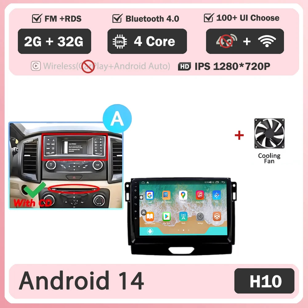Car GPS Android 16 For Ford Ranger 2015 - 2022 Multimedia Auto Radio Player Navigation Stereo Head Unit No 2din DVD Touch Screen