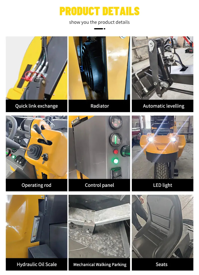 Factory price customization three wheeled small sliding loader wheel sliding loader construction site