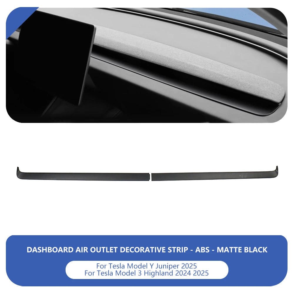 Instrument Panel Trim Strip For Tesla Model Y Juniper 2025 Model 3 Highland 2024-2025 ABS Dashboard Decoration Cover Accessories